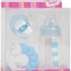 Accessoires set blauw – Poppen flesje rammelaar en speen - Afbeelding 2