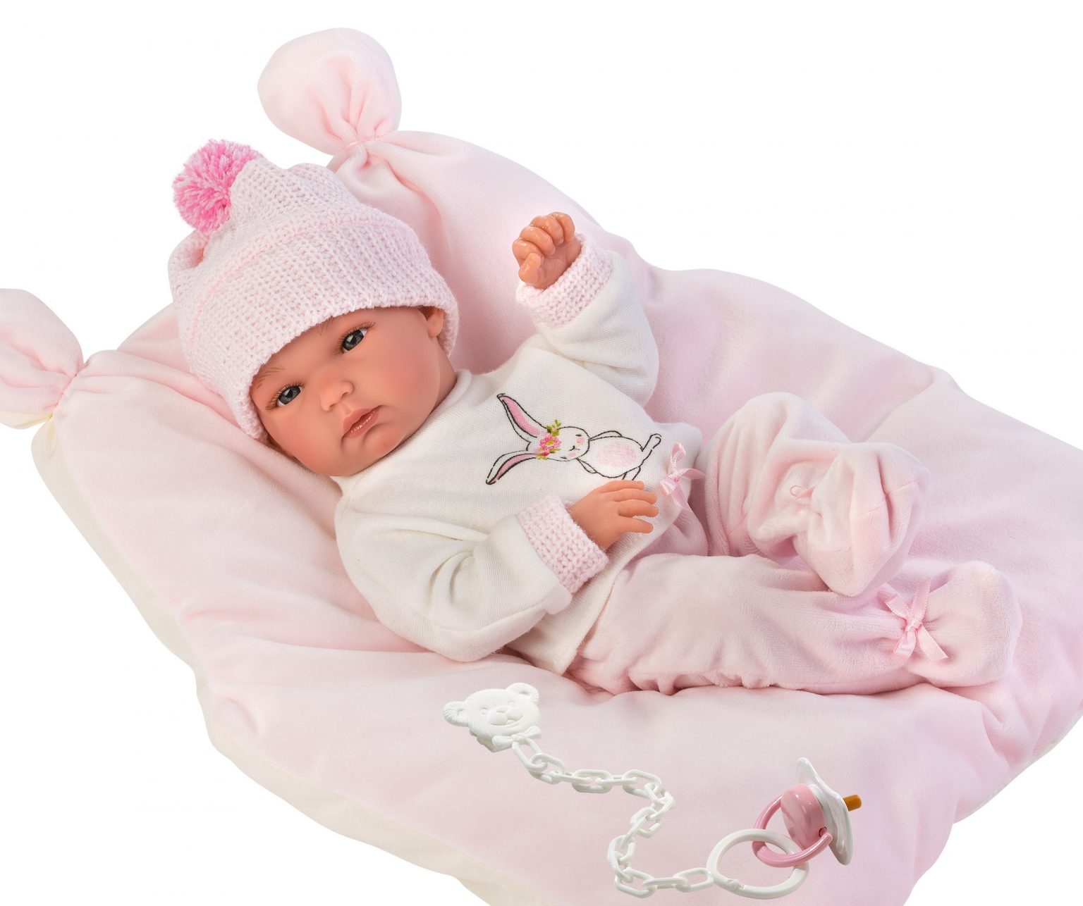 Llorens levensechte babypop fullbody meisje met kleding deken en speen 35 cm