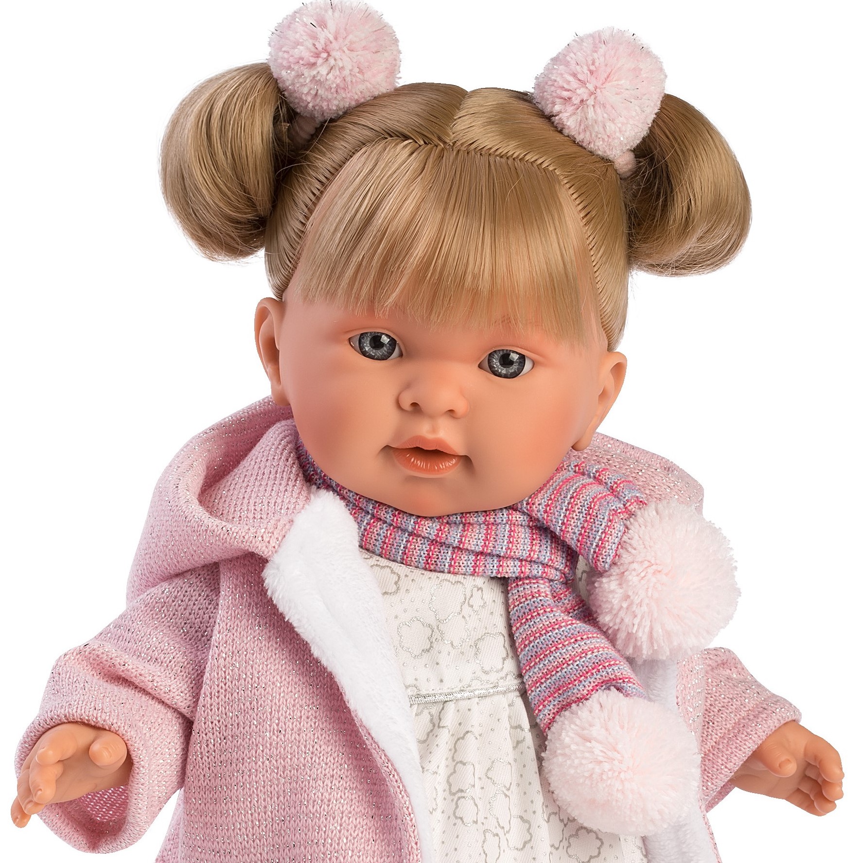 historisch Clam Schrikken Llorens softbody pop blond haar met geluid kleding speen 42 cm –  Babypoppenshop – by Selintoys