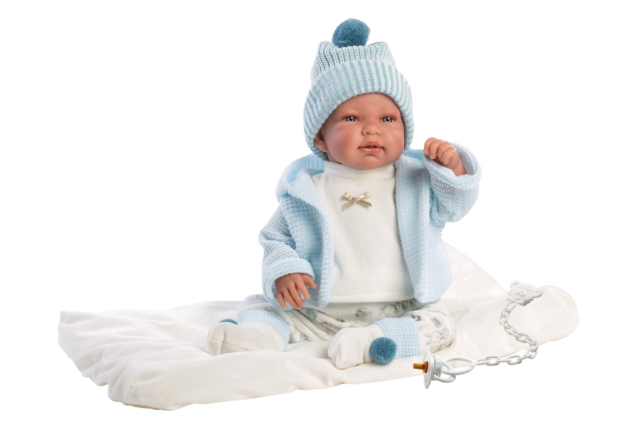 Llorens levensechte babypop soft body baby pop met geluid met kleding kussen speen 44 cm Llorens levensechte babypop soft body baby pop met geluid met kleding kussen speen 44 cm
