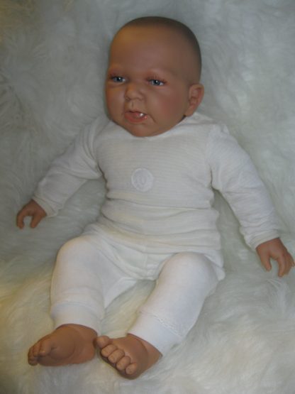 AD5d Levensechte babypop softbody pop met 2 delige velours kleding 53 cm - Afbeelding 4
