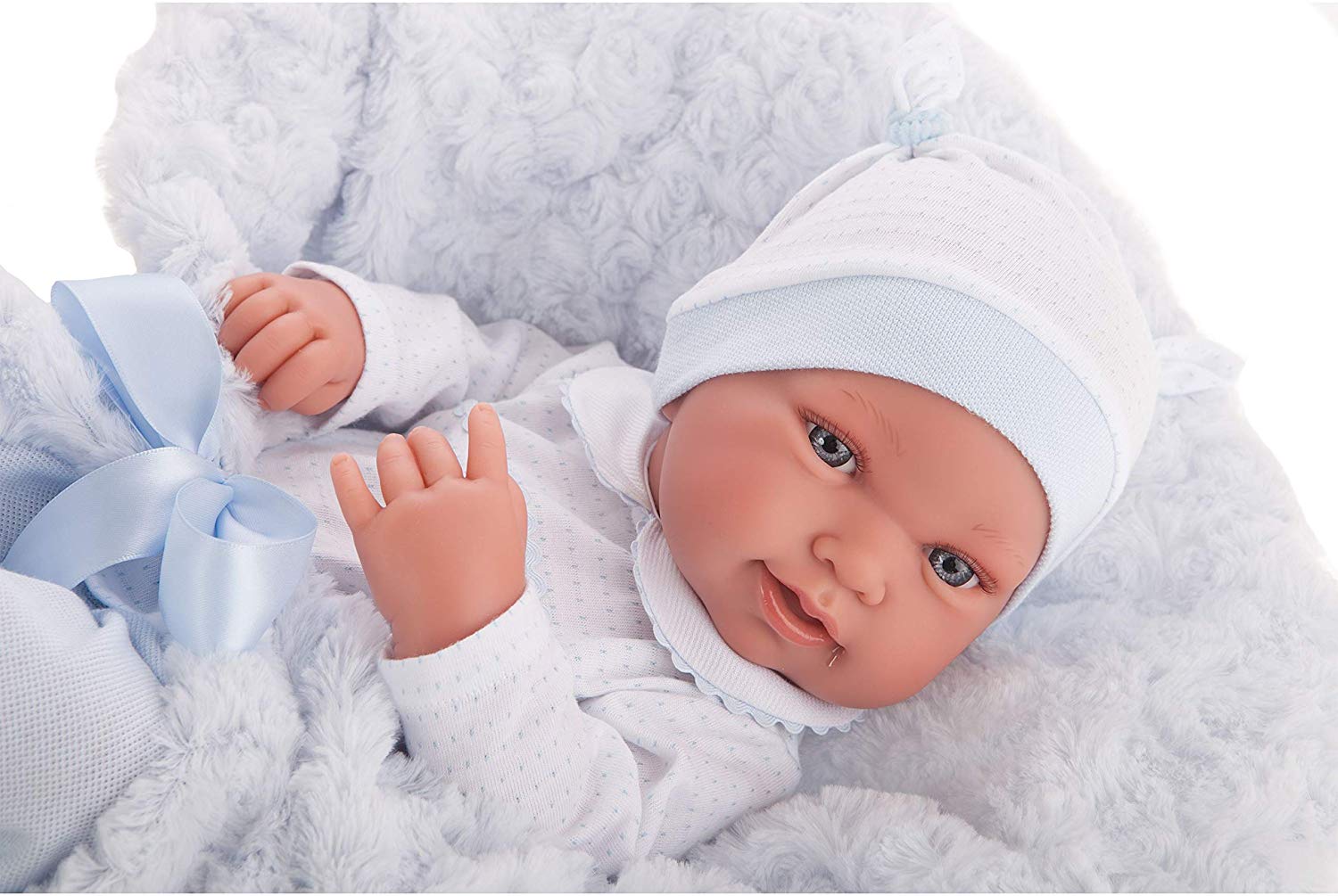 Antonio Juan levensechte babypop jongen fullbody met kleding deken en 43 cm – Babypoppenshop – by Selintoys