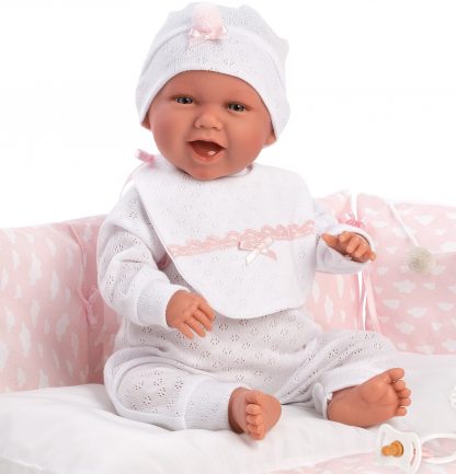 Llorens levensechte babypop soft body baby pop met geluid kleding verschoonkussen en speen 42 cm - Afbeelding 7