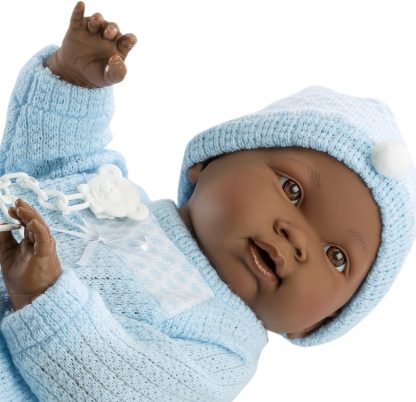 Llorens babypop fullbody jongen donker met kleding speen 45 cm