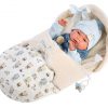 Llorens levensechte babypop full body jongen met kleding slaapzak en speen 40 cm