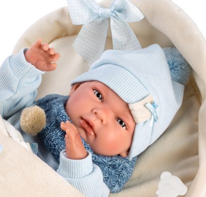 Llorens levensechte babypop full body jongen met kleding slaapzak en speen 40 cm - Afbeelding 2