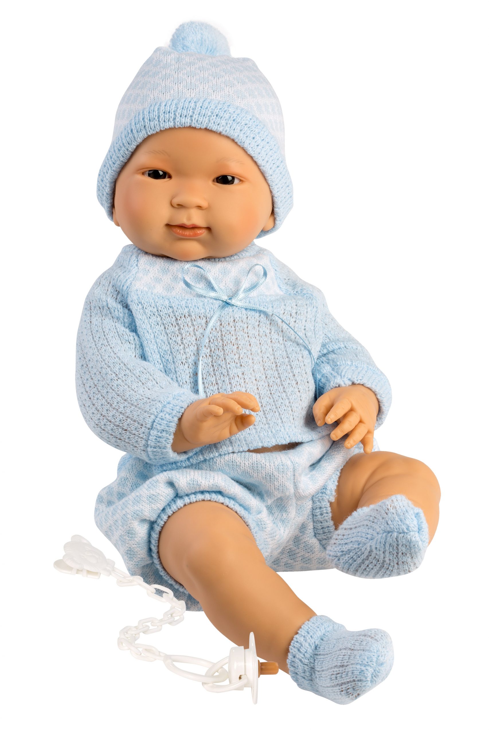 In beweging Tijdens ~ Creatie Llorens babypop fullbody jongen Aziatisch met kleding en speen 45 cm –  Babypoppenshop – by Selintoys