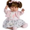 Berbesa soft body babypop met bruin haar geluid en speen 42 cm