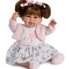 Berbesa soft body babypop met bruin haar geluid en speen 42 cm - Afbeelding 3