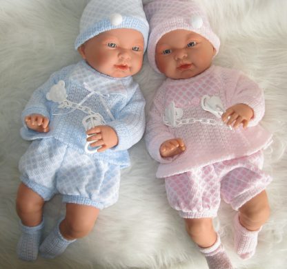 SL Llorens babypoppen tweeling jongen en meisje blank met kleding en speen 45 cm - Afbeelding 29