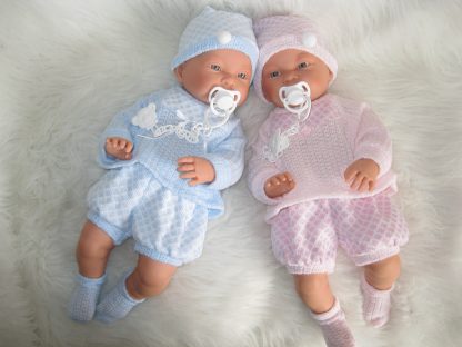 SL Llorens babypoppen tweeling jongen en meisje blank met kleding en speen 45 cm - Afbeelding 40