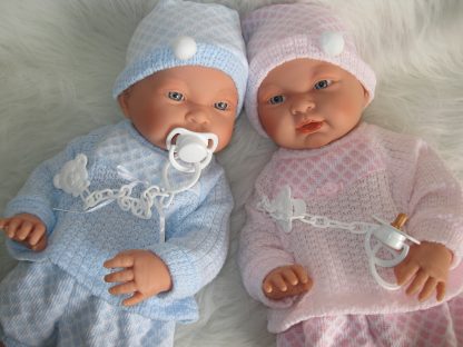 SL Llorens babypoppen tweeling jongen en meisje blank met kleding en speen 45 cm - Afbeelding 39