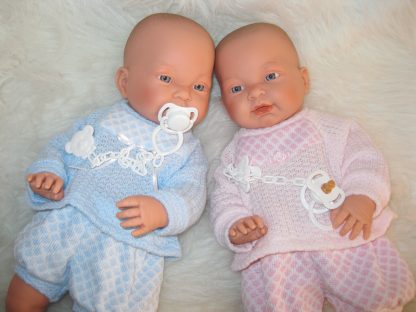 SL Llorens babypoppen tweeling jongen en meisje blank met kleding en speen 45 cm - Afbeelding 38