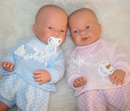 SL Llorens babypoppen tweeling jongen en meisje blank met kleding en speen 45 cm - Afbeelding 37