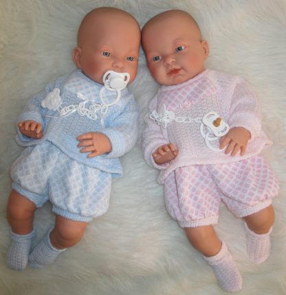 SL Llorens babypoppen tweeling jongen en meisje blank met kleding en speen 45 cm - Afbeelding 36