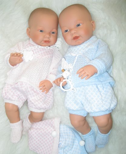SL Llorens babypoppen tweeling jongen en meisje blank met kleding en speen 45 cm - Afbeelding 35