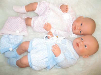 SL Llorens babypoppen tweeling jongen en meisje blank met kleding en speen 45 cm - Afbeelding 34