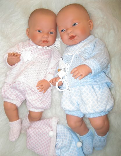 SL Llorens babypoppen tweeling jongen en meisje blank met kleding en speen 45 cm - Afbeelding 33