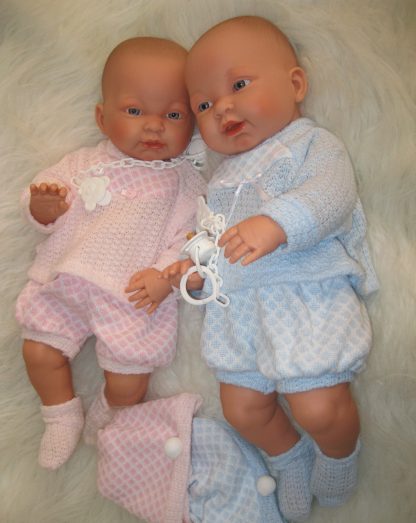 SL Llorens babypoppen tweeling jongen en meisje blank met kleding en speen 45 cm - Afbeelding 31
