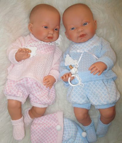 SL Llorens babypoppen tweeling jongen en meisje blank met kleding en speen 45 cm - Afbeelding 28