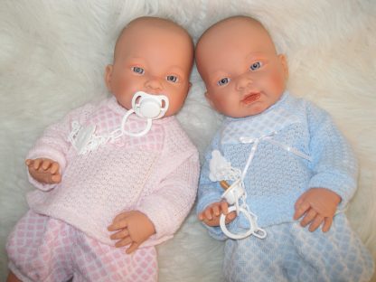 SL Llorens babypoppen tweeling jongen en meisje blank met kleding en speen 45 cm - Afbeelding 27