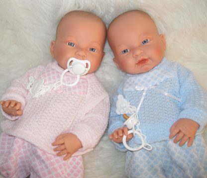 SL Llorens babypoppen tweeling jongen en meisje blank met kleding en speen 45 cm - Afbeelding 26