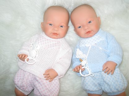 SL Llorens babypoppen tweeling jongen en meisje blank met kleding en speen 45 cm - Afbeelding 14