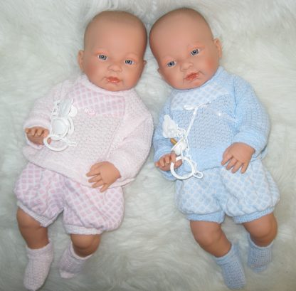 SL Llorens babypoppen tweeling jongen en meisje blank met kleding en speen 45 cm - Afbeelding 24
