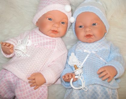 SL Llorens babypoppen tweeling jongen en meisje blank met kleding en speen 45 cm - Afbeelding 23