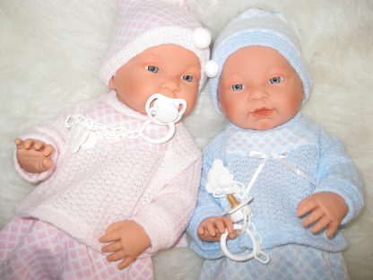 SL Llorens babypoppen tweeling jongen en meisje blank met kleding en speen 45 cm