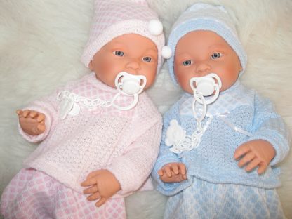SL Llorens babypoppen tweeling jongen en meisje blank met kleding en speen 45 cm - Afbeelding 2