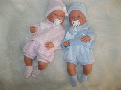 SL Llorens babypoppen tweeling jongen en meisje blank met kleding en speen 45 cm - Afbeelding 3