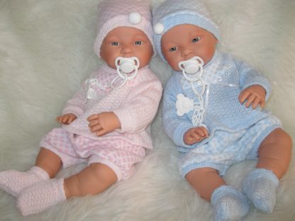 SL Llorens babypoppen tweeling jongen en meisje blank met kleding en speen 45 cm - Afbeelding 18