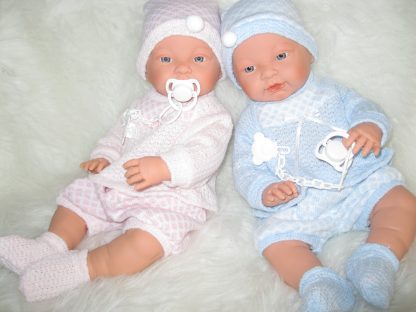 SL Llorens babypoppen tweeling jongen en meisje blank met kleding en speen 45 cm - Afbeelding 17