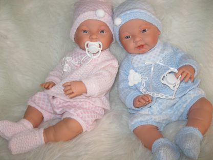 SL Llorens babypoppen tweeling jongen en meisje blank met kleding en speen 45 cm - Afbeelding 16