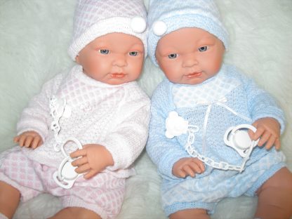 SL Llorens babypoppen tweeling jongen en meisje blank met kleding en speen 45 cm - Afbeelding 13