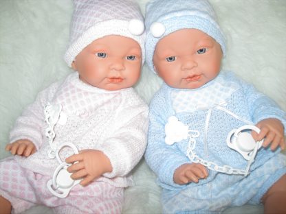 SL Llorens babypoppen tweeling jongen en meisje blank met kleding en speen 45 cm - Afbeelding 12
