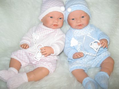 SL Llorens babypoppen tweeling jongen en meisje blank met kleding en speen 45 cm - Afbeelding 11