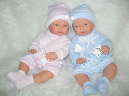SL Llorens babypoppen tweeling jongen en meisje blank met kleding en speen 45 cm - Afbeelding 10