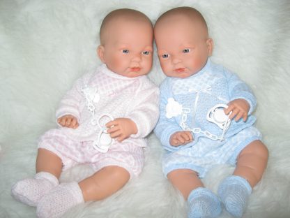 SL Llorens babypoppen tweeling jongen en meisje blank met kleding en speen 45 cm - Afbeelding 8
