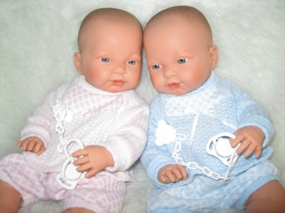 SL Llorens babypoppen tweeling jongen en meisje blank met kleding en speen 45 cm - Afbeelding 7
