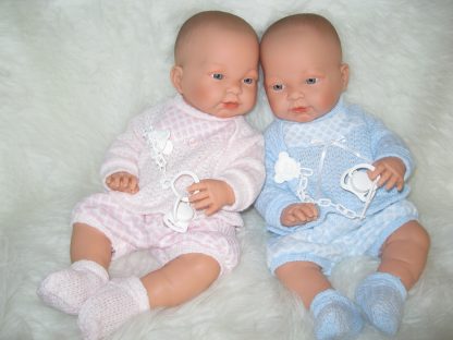 SL Llorens babypoppen tweeling jongen en meisje blank met kleding en speen 45 cm - Afbeelding 6