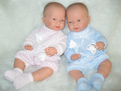 SL Llorens babypoppen tweeling jongen en meisje blank met kleding en speen 45 cm - Afbeelding 5
