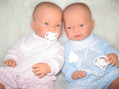 SL Llorens babypoppen tweeling jongen en meisje blank met kleding en speen 45 cm - Afbeelding 4