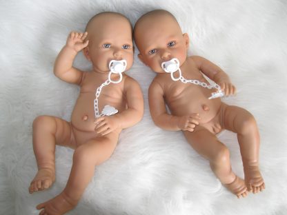 Levensechte Babypop Newborn Tweeling Jongen en Meisje fullbody met speen 52 cm - Afbeelding 12