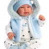 Llorens levensechte babypop soft body baby pop met geluid kleding en speen 44 cm - Afbeelding 5