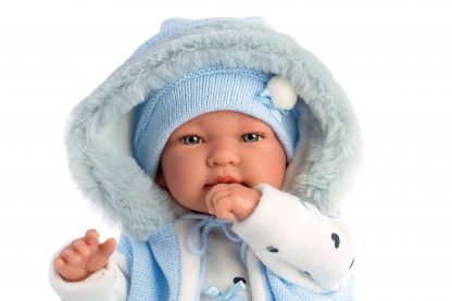Llorens levensechte babypop soft body baby pop met geluid kleding en speen 44 cm