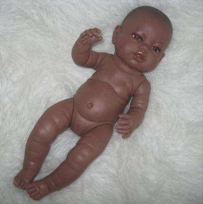Berbesa full body babypop meisje donker met kleding en kussen 42 cm - Afbeelding 15