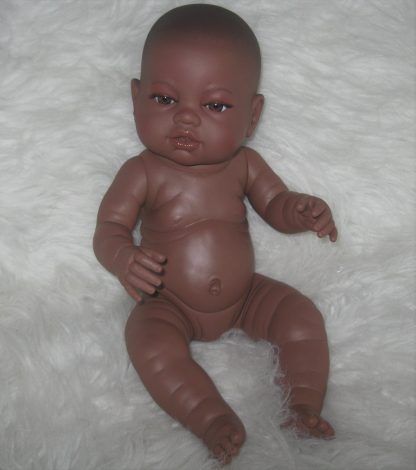 Berbesa full body babypop meisje donker met kleding en kussen 42 cm - Afbeelding 13