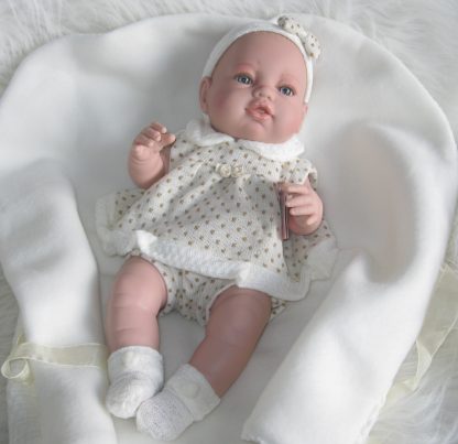 Berbesa full body babypop meisje blank met kleding en deken 42 cm - Afbeelding 12